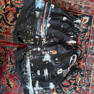 Black Athletic Shorts with Cityscape Design